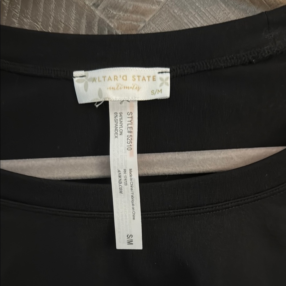 Altar'd State Black Long Sleeve Crop Bodysuit - Picture 2 of 3